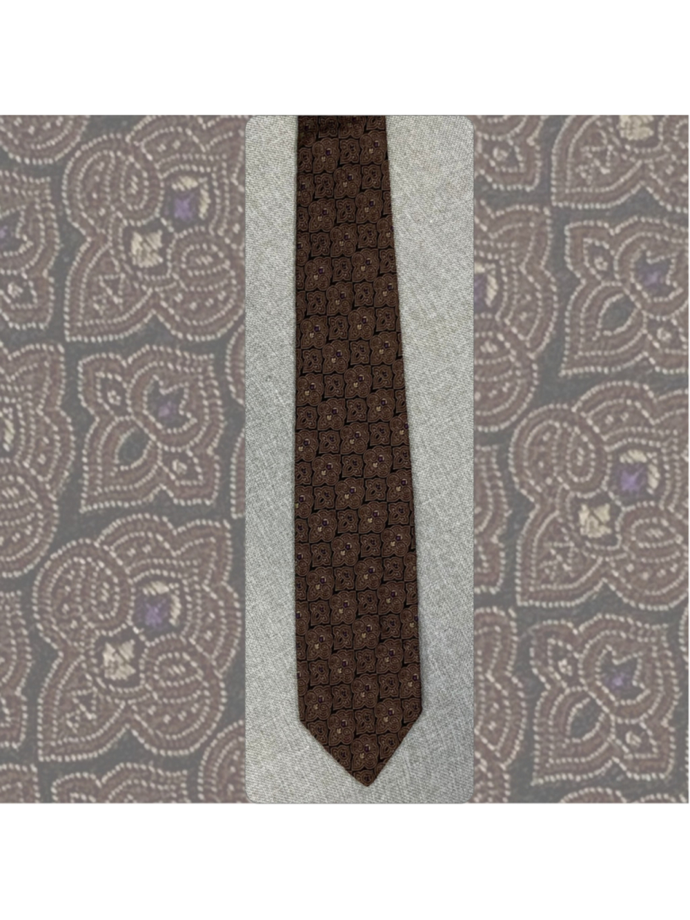 Vintage Dark Academia Robert Talbott Silk Tie Brown Medallion Juster's